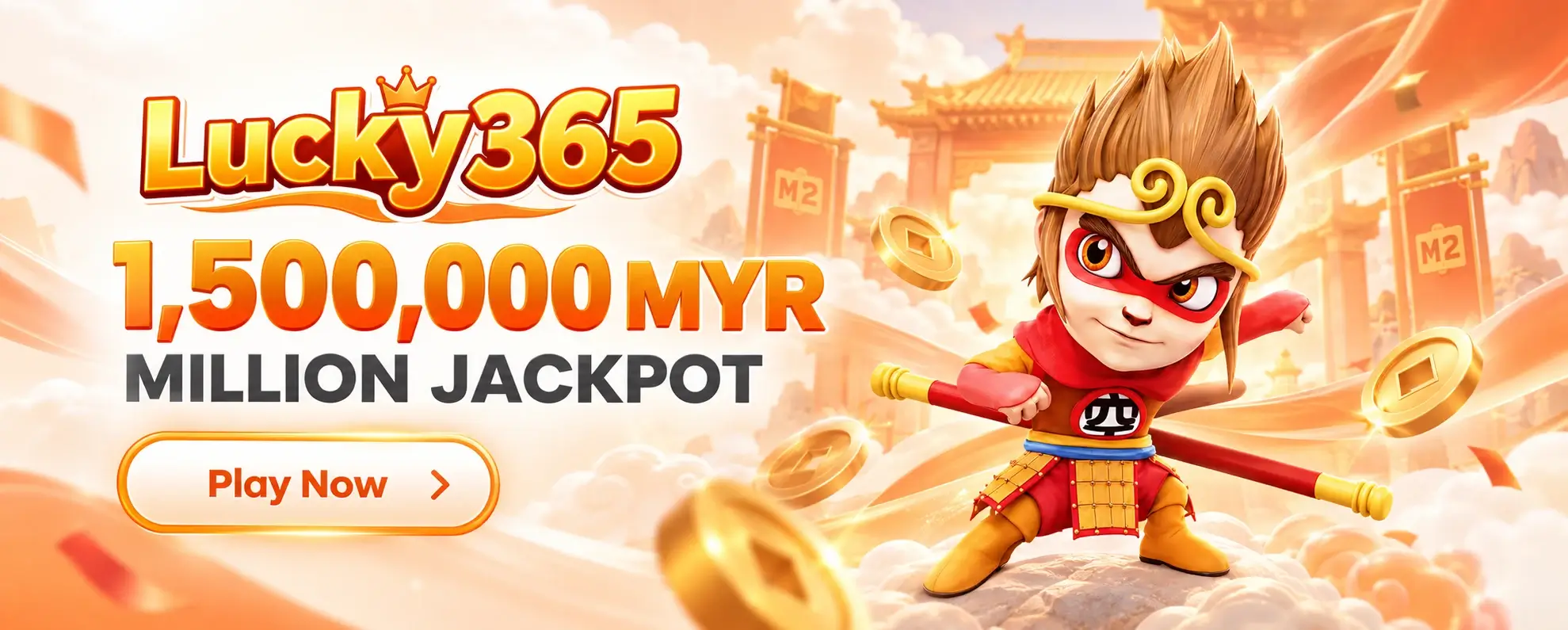 Grafik promosi jackpot Lucky365 di M2 Kasino