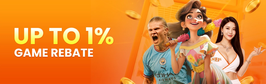 Grafik promosi rebat permainan M2 Kasino
